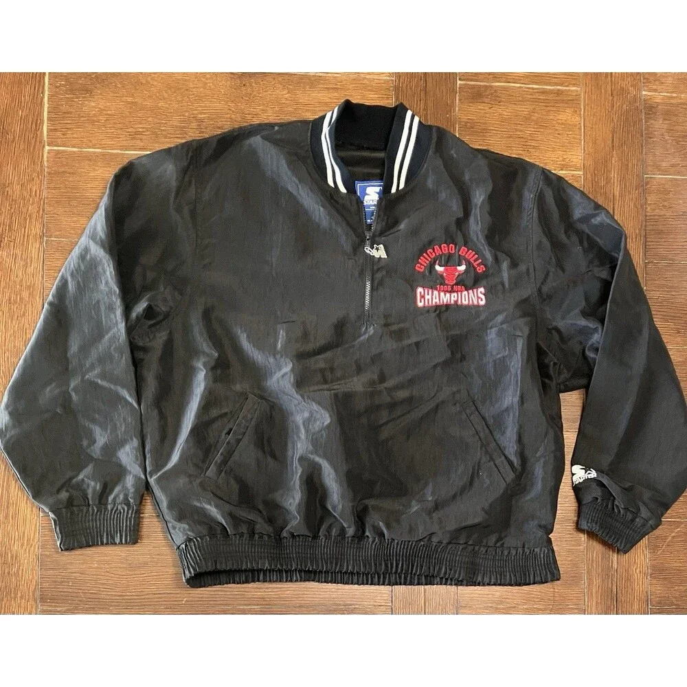 Vtg Made in USA CHICAGO BULLS 1996 NBA CHAMPIONS STARTER XL Pullover Jacket